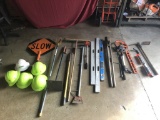 ASSORTED LAWN AND CONSTRUCTION TOOLS