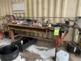 METAL WORK BENCH ON CASTERS WITH VISE AND BENDER