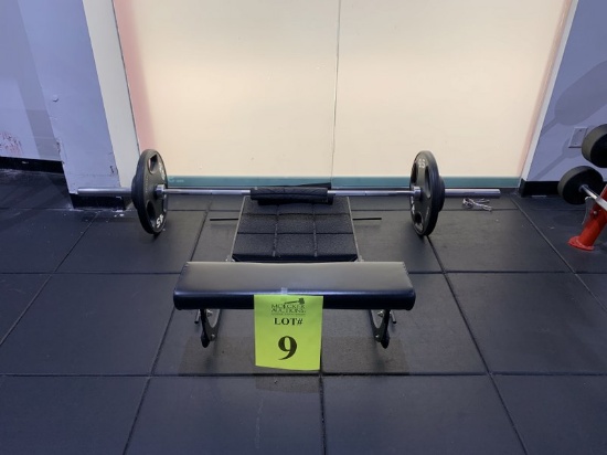 HIP THRUSTER BENCH WITH BAR AND (6) WEIGHT PLATES