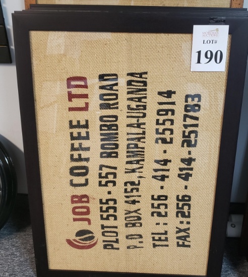LARGE FRAMED ART WITH COFFEE BAGS