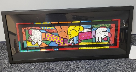 FRAMED ROMERO BRITTO PRINT "THE HUG"