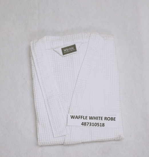 WAFFLE WEAVE WHITE ROBE 52" (ONE SIZE FITS MOST)