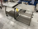 GLASS TOP WORK STATIONS ON CASTERS