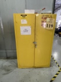 FIRE CABINET WITH CONTENTS OF ASSORTED SOLVENTS