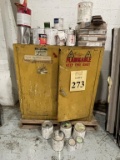 FIRE CABINET INCLUDING ASSORTED PAINTS, SOLVENTS,