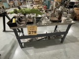 METAL WORK BENCH WITH ASSORTED CUSTOM FIXTURES