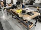 METAL TABLES WITH WOOD TOPS MEASURING