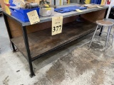 METAL WORK TABLE MEASURING 8' W X 36