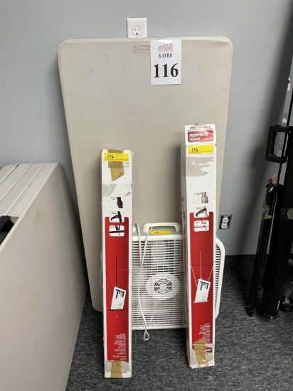 LOT CONSISTING OF 4' TABLE, (2) LIGHT DUTY EASELS