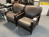 BROWN LEATHER OCCASIONAL CHAIRS