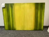 ABSTRACT OIL ON CANVAS, YELLOWS AND GREENS
