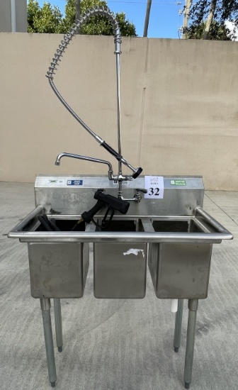 REGENCY 3 BASIN STAINLESS STEEL SANITIZING SINK