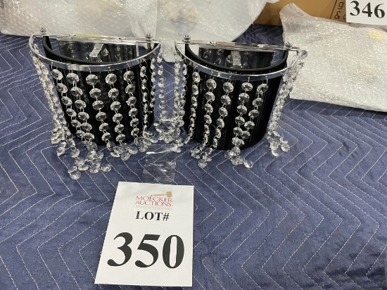 CRYSTAL AND CHROME LIGHTED WALL SCONCES