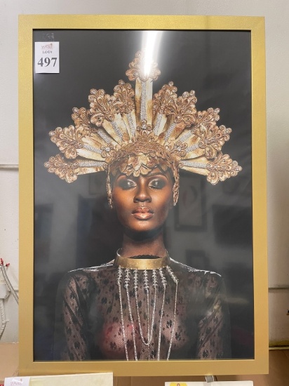 FRAMED PRINT OF WOMAN INCLUDES HEADDRESS