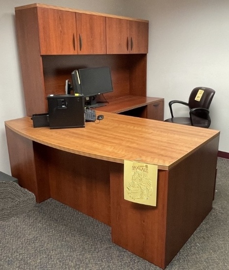 LOT CONSISTING OF L-SHAPED DESK INCLUDES HUTCH