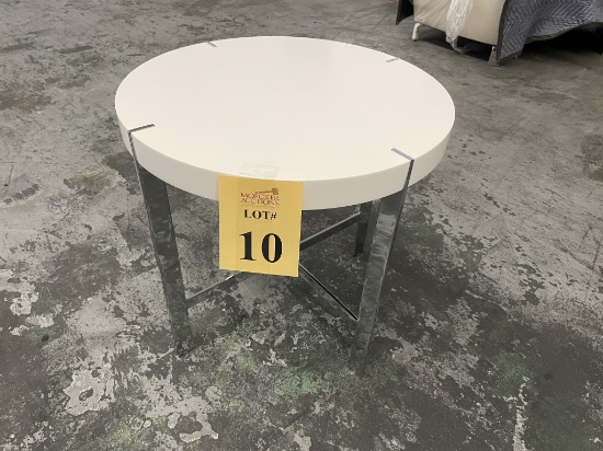 *NEW IN BOX* SIDE TABLE W/CHROME BASE AND WHITE COMPOSITE TOP