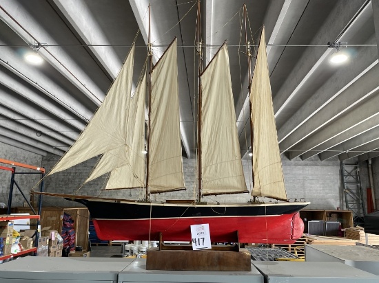 HAND CARVED VINTAGE SAILING VESSEL