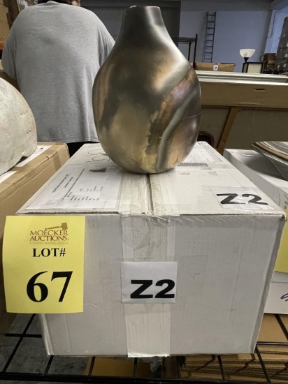 BRIGHAM LARGE METAL VASES, MEASURE 8" X 10 1/4"