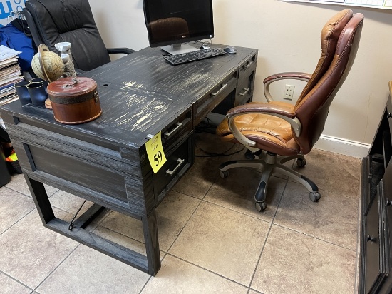 LOT CONSISTING OF: DESK, (2) CHAIRS