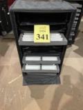 SAMPLE/DISPLAY CASE WITH TRAYS ON WHEELS