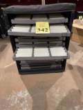 SAMPLE/DISPLAY CASE WITH TRAYS ON WHEELS