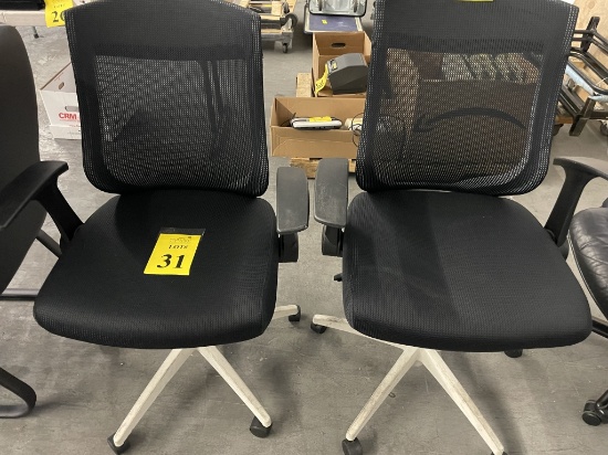 ROLLING BLACK MESH BACK CHAIRS