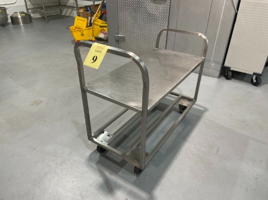 STAINLESS STEEL PRODUCT CART ON CASTERS