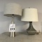 LOT CONSISTING OF TABLE AND FLOOR LAMPS