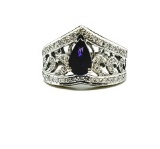 LADIES RING 18K 0.35 CT PURPLE AMETHYST PEAR SHAPED