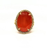 LADIES RING 18K 0.75 CT FIRE OPAL DIAMOND RING