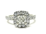 LADIES RING 14K CUSHION CUT 45 PT CENTER 1.25 CT