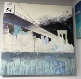 ABSTRACT PRINT ON CANVAS BRIDGE SCENE