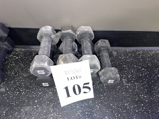 RUBBER COATED HEXAGON 5 LBS. DUMBBELLS (3 PAIRS)