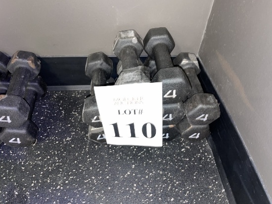 RUBBER COATED HEXAGON 4 LBS. DUMBBELLS (5 PAIRS)