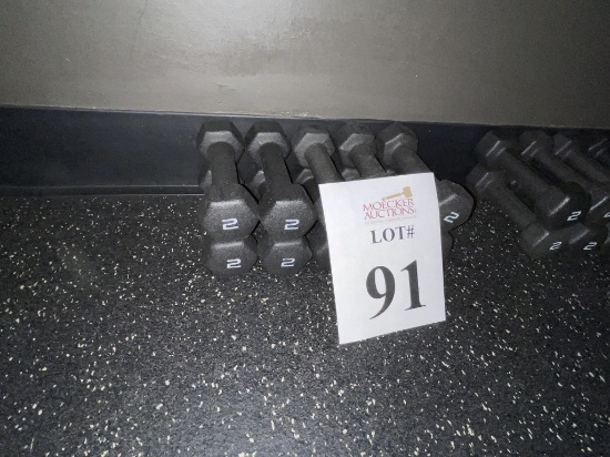 RUBBER COATED HEXAGON 2 LBS. DUMBBELLS (5 PAIRS)