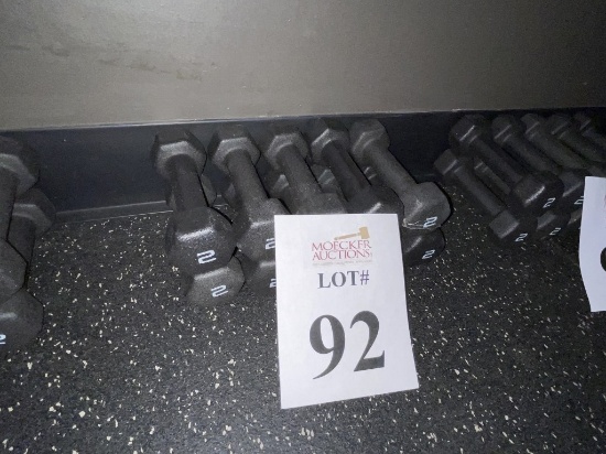 RUBBER COATED HEXAGON 2 LBS. DUMBBELLS (5 PAIRS)