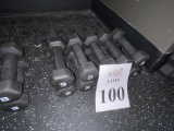 RUBBER COATED HEXAGON 3 LBS. DUMBBELLS (5 PAIRS)