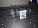 RUBBER COATED HEXAGON 5 LBS. DUMBBELLS (5 PAIRS)