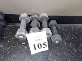 RUBBER COATED HEXAGON 5 LBS. DUMBBELLS (3 PAIRS)