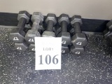 RUBBER COATED HEXAGON 4 LBS. DUMBBELLS (5 PAIRS)
