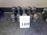 RUBBER COATED HEXAGON 4 LBS. DUMBBELLS (5 PAIRS)