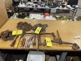 LOT CONSISTING OF TIE-DOWN CHAINS, RATCHETS AND VARIOUS TOOLING