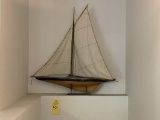 MODEL WOOD SAILBOAT. 40”L X 40”H