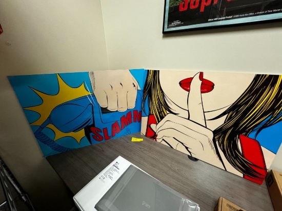 COMIC BOOK STYLE ART LAMINATED ON BOARD