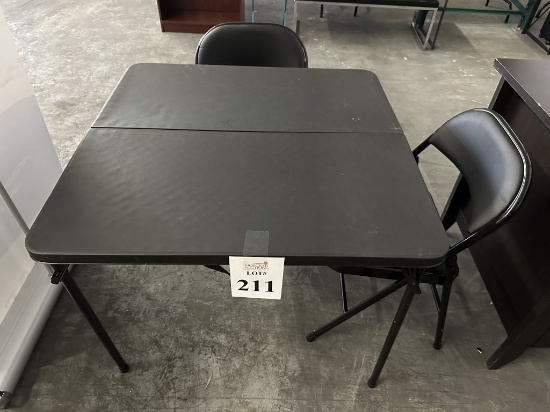 VINYL FOLDING TABLE WITH (2) FOLDING CHAIRS