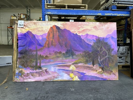 WATER COLORED CANVAS DEPICTING SAREEN MOUNTAIN