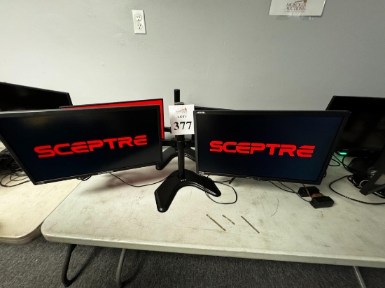 22" MONITORS SCEPTRE ON DUAL DESK MOUNT