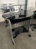 ROLLING GLASS TOP COMPUTER DESK