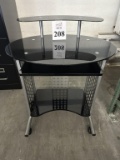 ROLLING GLASS TOP COMPUTER DESK