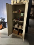 2-DOOR METAL STORAGE CABINET WITH CONTENTS
